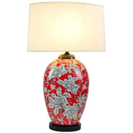 Керамическая настольная лампа с белым абажуром