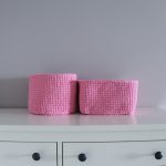 Вязаная корзина Розовая квадратная малая — изображение 4