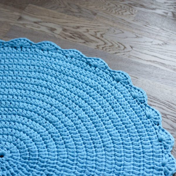 Вязаный коврик Голубой 100 см — изображение 9