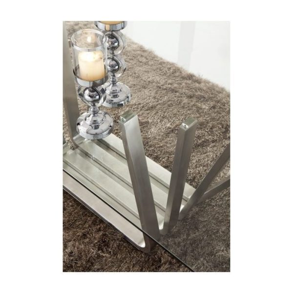 Обеденный прямоугольный стол на металлическом каркасе со столешницей из закаленного стекла — изображение 3