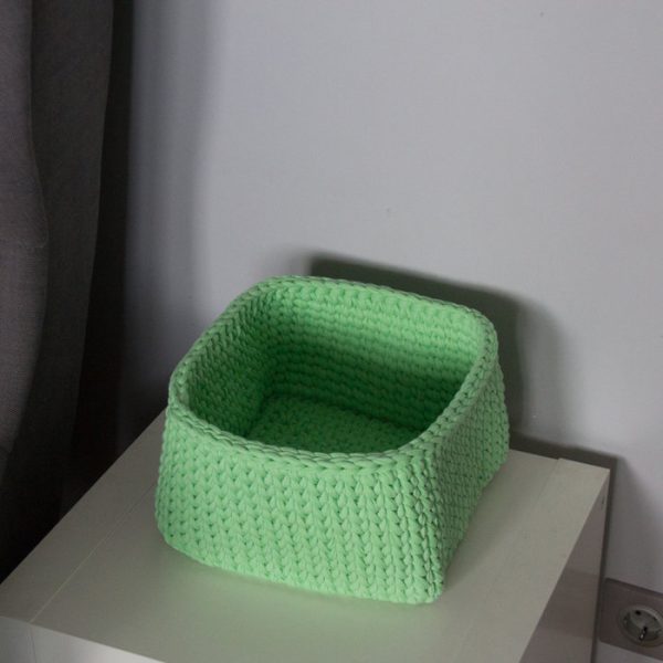 Вязаная корзина Лайм квадратная малая — изображение 2