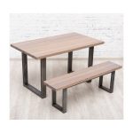Cтол со скамьей Bristol из массива дуба на металлическом каркасе — изображение 2