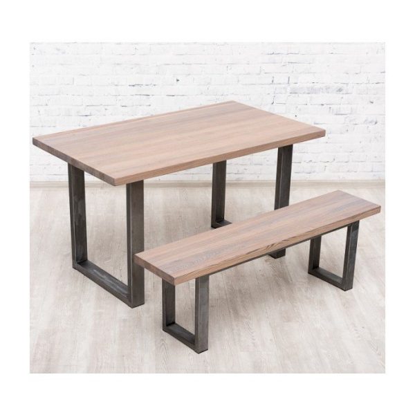 Cтол со скамьей Bristol из массива дуба на металлическом каркасе — изображение 2