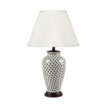 Лампа настольная керамическая с белым абажуром