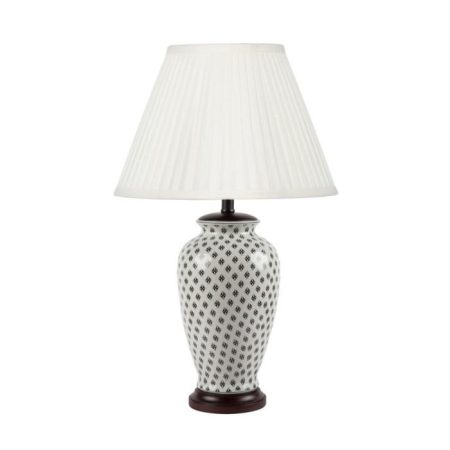 Лампа настольная керамическая с белым абажуром