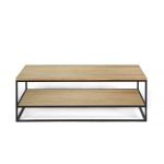 Журнальный стол London twin black с полкой светлый дуб