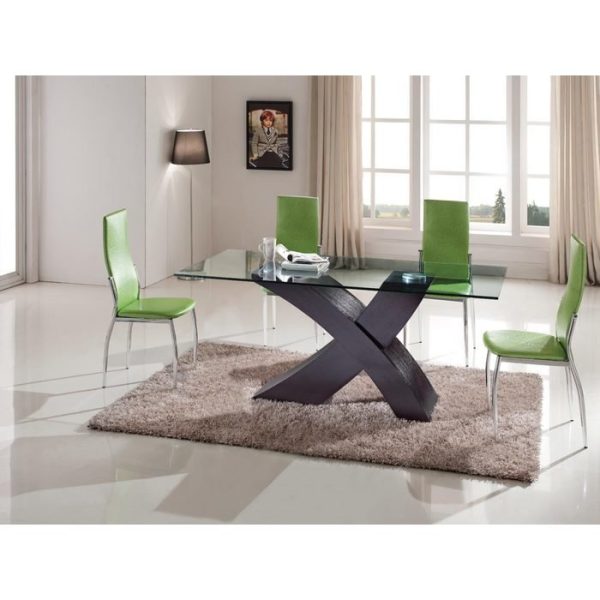 Обеденный стол на фигурном каркасе со стеклянной столешницей — изображение 2