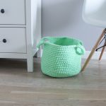 Вязаная корзина Лайм большая с ручками