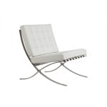 Кресло Barcelona Chair с обивкой из Белой Экокожи — изображение 2