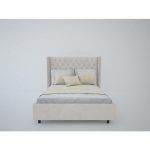 Кровать с декоративными гвоздиками Wing 140x200 см Велюр Бежевый — изображение 6