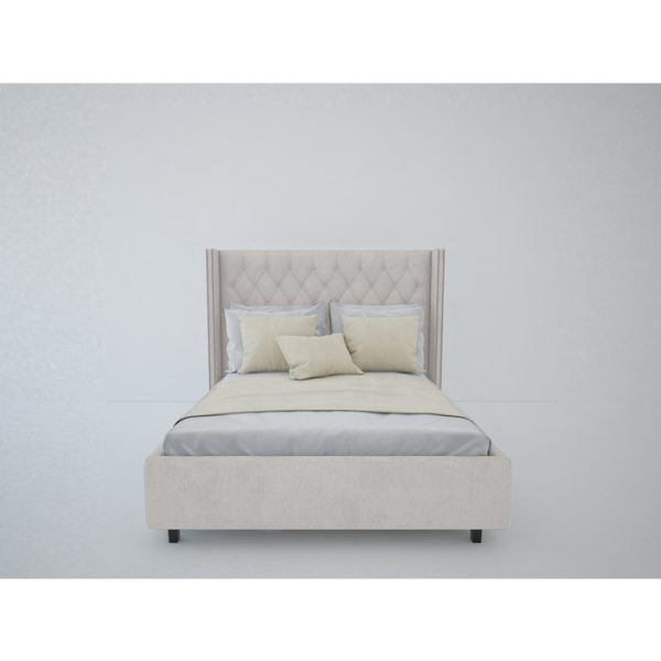 Кровать с декоративными гвоздиками Wing 140x200 см Велюр Бежевый — изображение 6