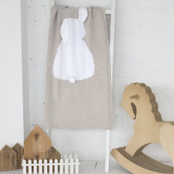 Плед Зайка 60х120 лен+белый — изображение 2