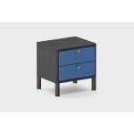 Прикроватная тумбочка Latitude SAGA HORDUR COLORED BODY черного цвета в отделке темный ясень с темно-голубыми элементами