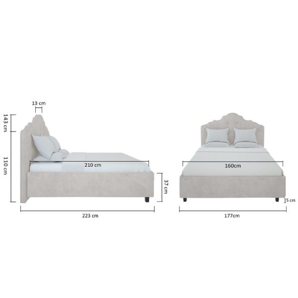 Кровать из молочного льна с изголовьем Palace 160х200 см — изображение 9