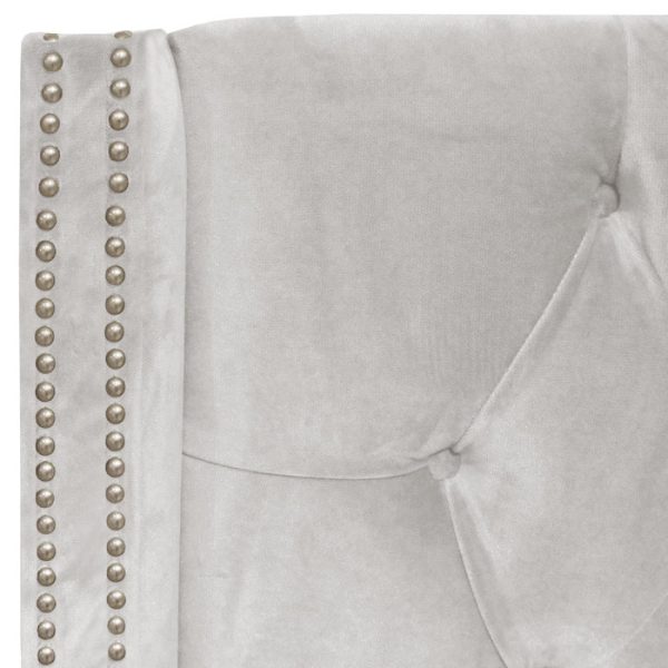 Кровать с декоративными гвоздиками Wing 180x200 см Лен Молочный — изображение 8