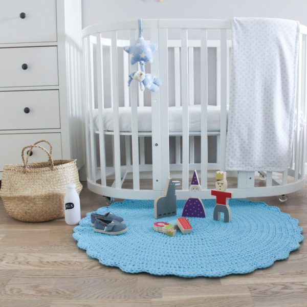 Вязаный коврик Голубой 100 см — изображение 6