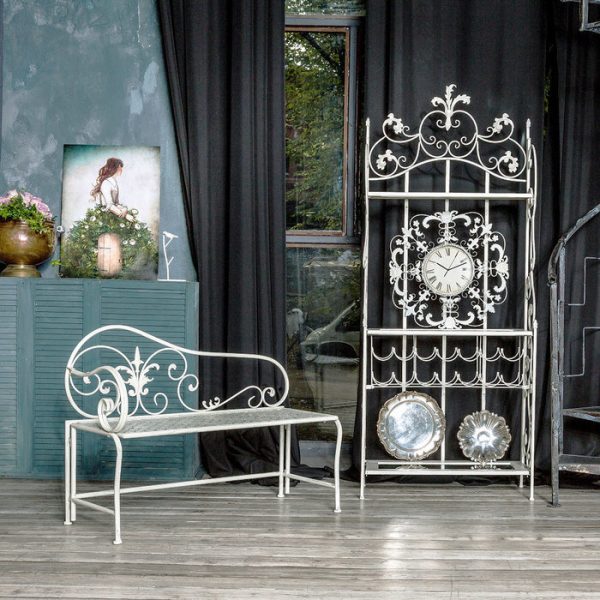 Металлическая скамья Лемож белый антик — изображение 2