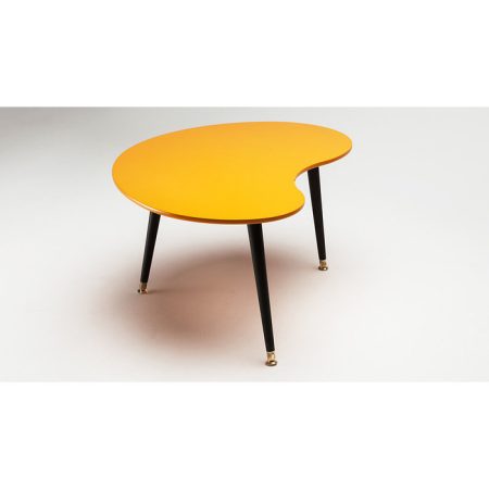 Стол журнальный WOODI Почка из дерева с желто-горчичной столешницей