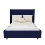 Кровать с декоративными гвоздиками Wing 200x200 см Велюр Синий