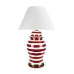 Лампа настольная керамическая с белым абажуром