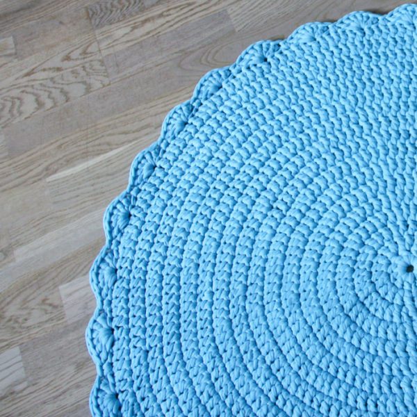 Вязаный коврик Голубой 100 см — изображение 10