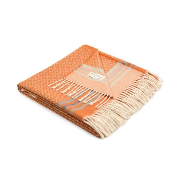  плед из хлопка с добавлением шерсти и альпака ANTIGUA оранжевый — изображение 2