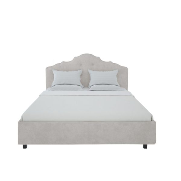 Кровать из молочного льна с изголовьем Palace 160х200 см — изображение 3