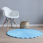 Вязаный коврик Голубой 100 см — изображение 5
