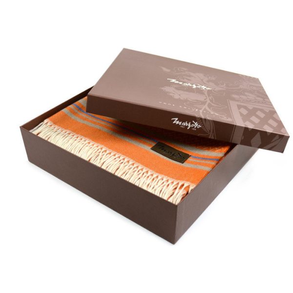  плед из хлопка с добавлением шерсти и альпака ANTIGUA оранжевый — изображение 3