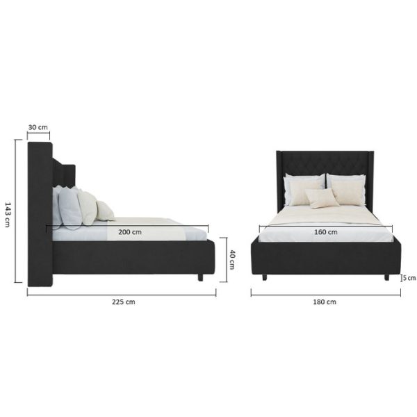 Кровать Wing-2 160х200 см Лён Тёмно-серый — изображение 7