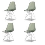 Набор из четырех стульев с серым прозрачным сидением