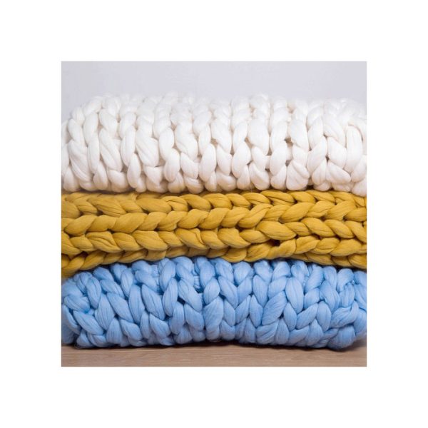 ПЛЕД КРУПНОЙ ВЯЗКИ, БЕЛЫЙ — изображение 6