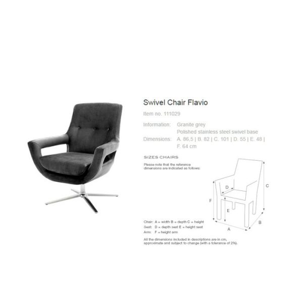 Кресло с подлокотниками  Swivel Chair Flavio — изображение 7