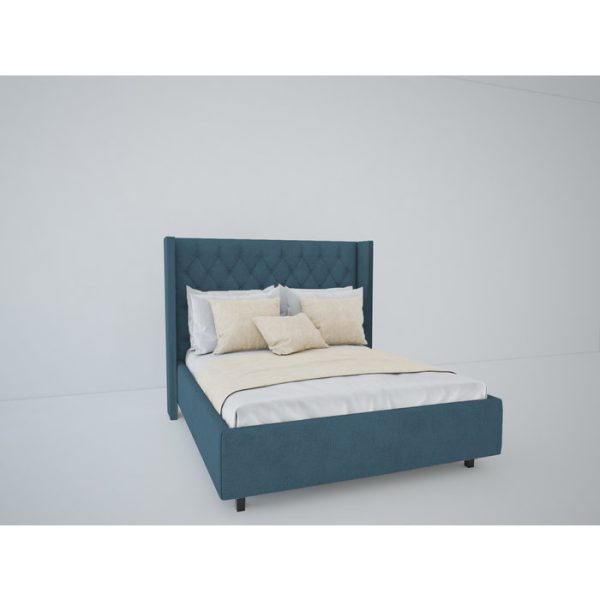 Кровать Wing-2 140x200 см Велюр Морская волна — изображение 5