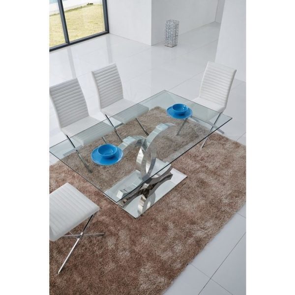 Обеденный Стол с фигурным каркасом и стеклянной столешницей — изображение 2