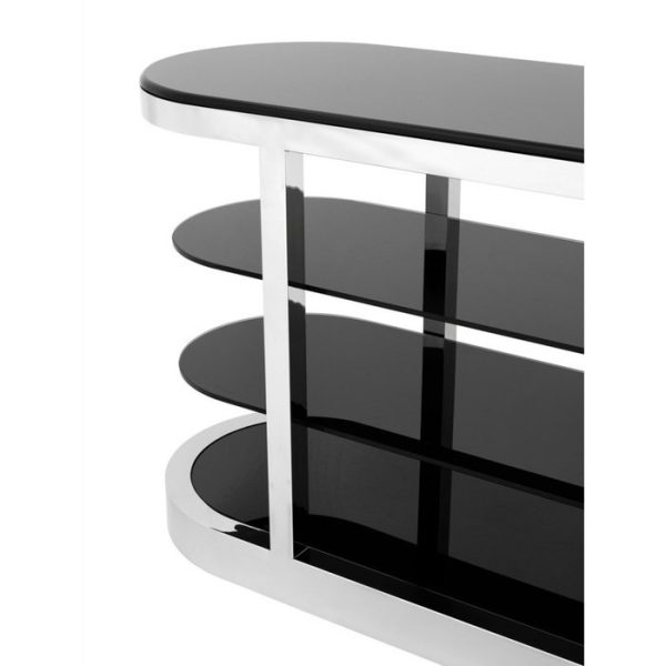 Консоль  Brosnan  со столешницей и полкой из стекла черного цвета — изображение 2