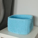Вязаная корзина Голубая квадратная малая — изображение 3