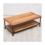 Журнальный столик на колесиках Edison из массива дуба и металла  — изображение 3