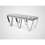 Банкетка с обивкой из ткани серого цвета