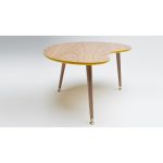 Стол журнальный WOODI Почка из дерева с лимонно-горчичной столешницей