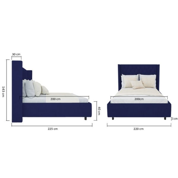 Кровать Wing-2 180x200 см Велюр Синий — изображение 7