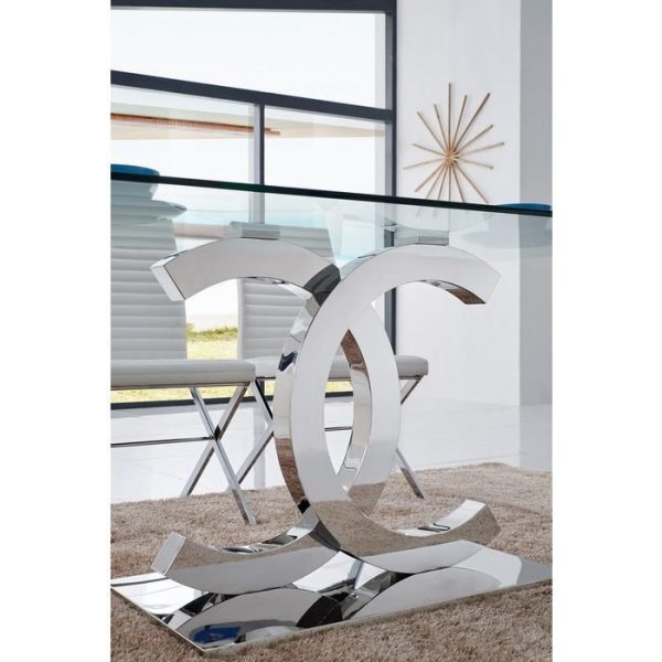 Обеденный Стол с фигурным каркасом и стеклянной столешницей — изображение 3