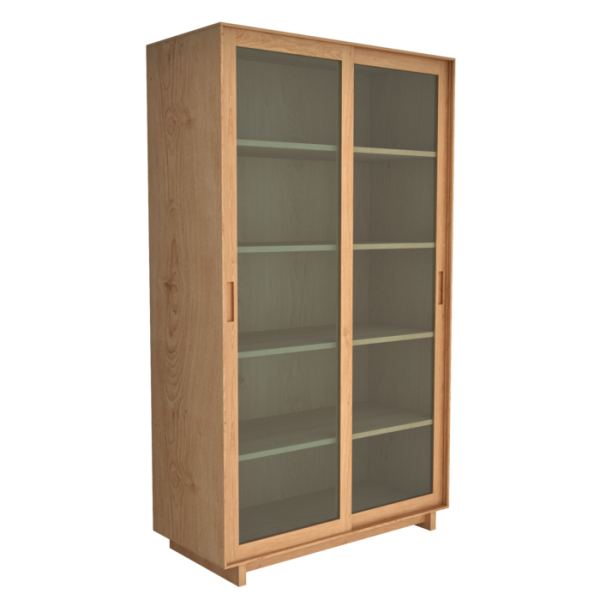 Книжный шкаф-витрина  с  раздвижными дверьми дуб — изображение 2