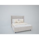 Кровать с декоративными гвоздиками Wing 140x200 см Велюр Бежевый — изображение 5