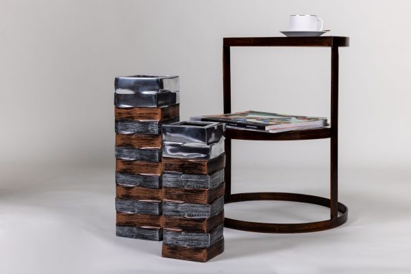 Ваза металлическая квадратная средняя STRIPES 0.31x0.115x0.11м — изображение 4