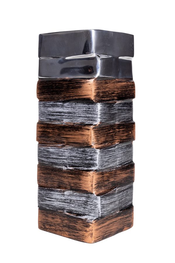 Ваза металлическая квадратная средняя STRIPES 0.31x0.115x0.11м