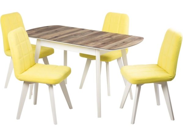 Стул АВИНЬОН (квадрат), ВЕЛЮР ЛИМОННЫЙ, каркас СТАНДАРТ МАССИВ, Белый — изображение 7