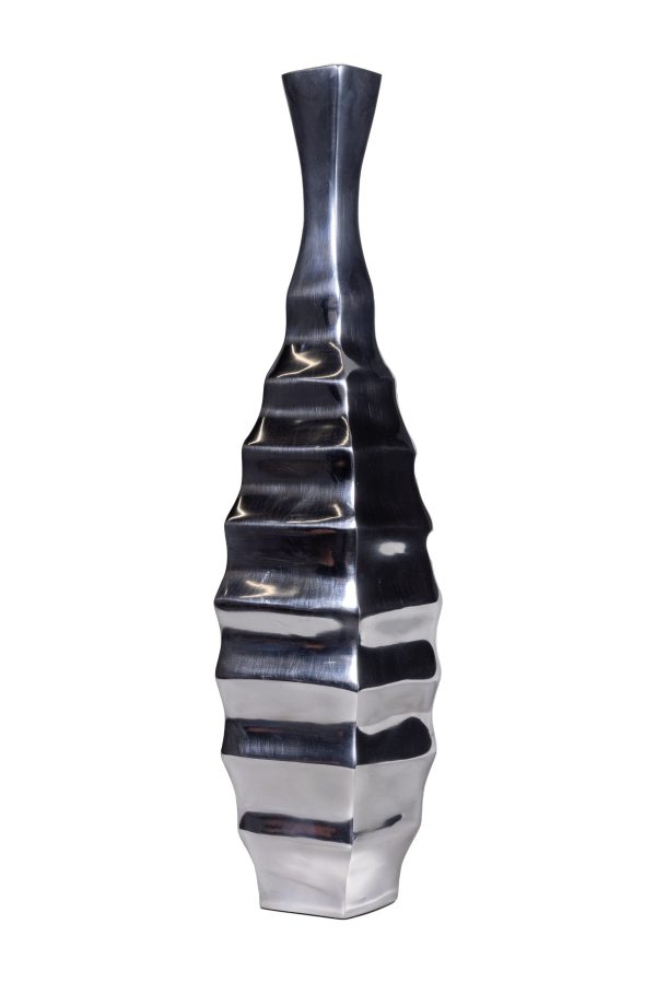 Ваза металлическая высокая серебристая 0.51x0.1x0.1м