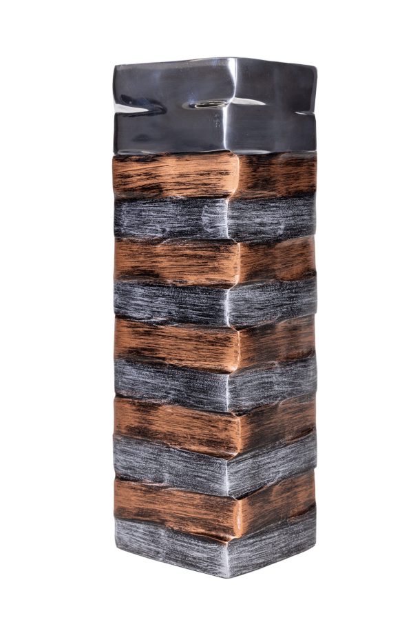 Ваза металлическая квадратная большая STRIPES 0.41x0.12x0.12м