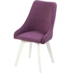 Кресло ХЭНК, ВЕЛЮР СЛИВОВЫЙ, Каркас КОМПАКТ МАССИВ, Белый